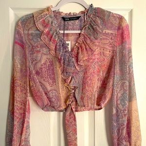 Zara Sheer Pink Top. New With Tags. - image 1